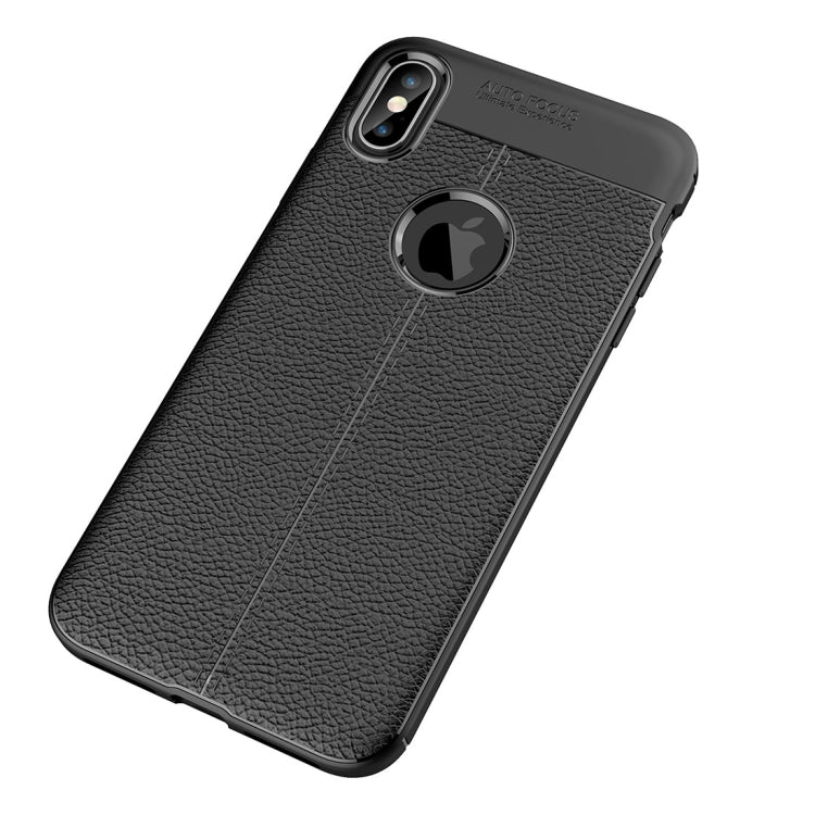 Per iPhone XS Max Custodia in TPU con trama litchi, For XS Max