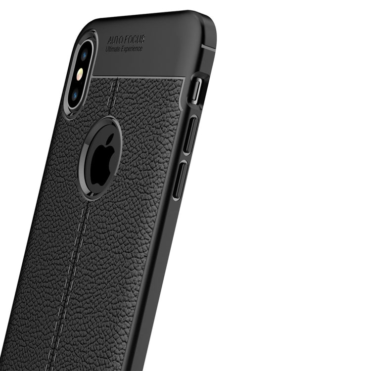 Per iPhone XS Max Custodia in TPU con trama litchi, For XS Max