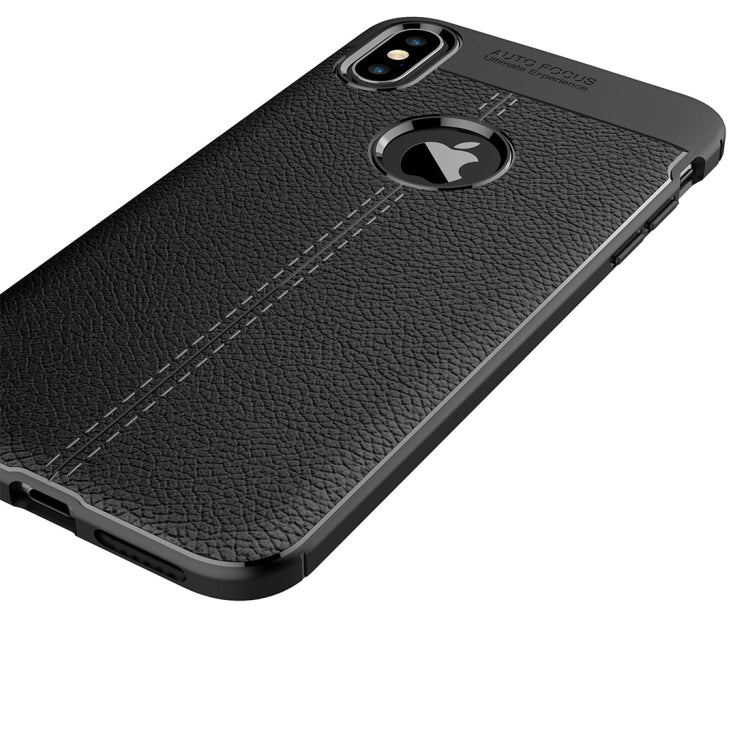 Per iPhone XS Max Custodia in TPU con trama litchi, For XS Max