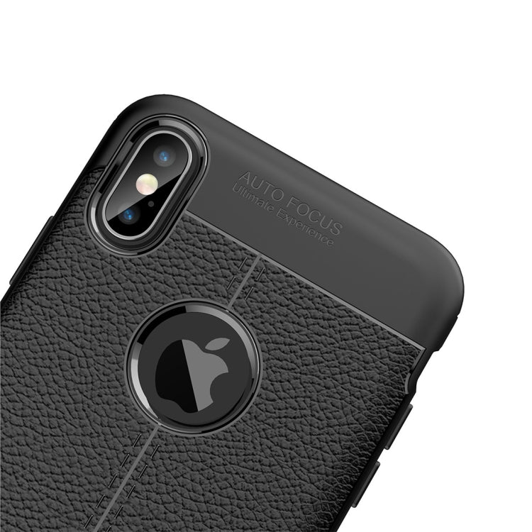 Per iPhone XS Max Custodia in TPU con trama litchi, For XS Max