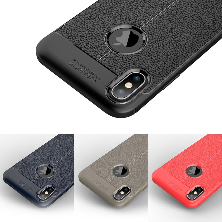 Per iPhone XS Max Custodia in TPU con trama litchi, For XS Max