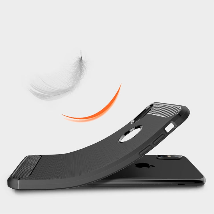 Per iPhone XS Max Custodia protettiva posteriore protettiva in TPU antiurto in fibra di carbonio con texture spazzolata, For iPhone XS Max, For XS Max