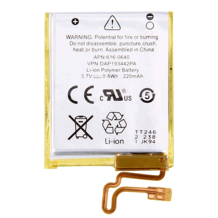 Batteria ricaricabile ai polimeri di litio da 3,7 V 220 mAh per iPod nano 7th, For Apple iPod nano 7