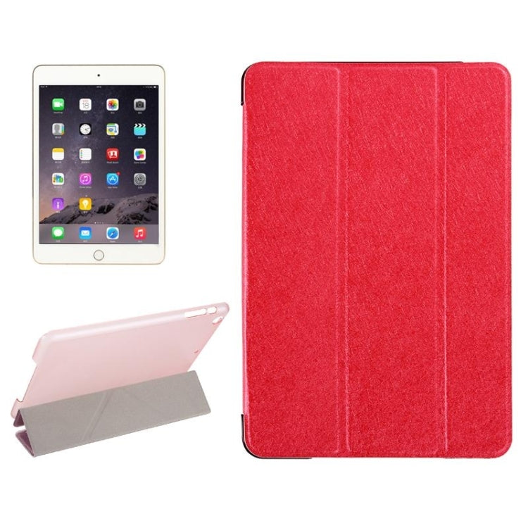 Custodia in pelle con chiusura orizzontale con texture seta con supporto a tre pieghe per iPad Mini 2019