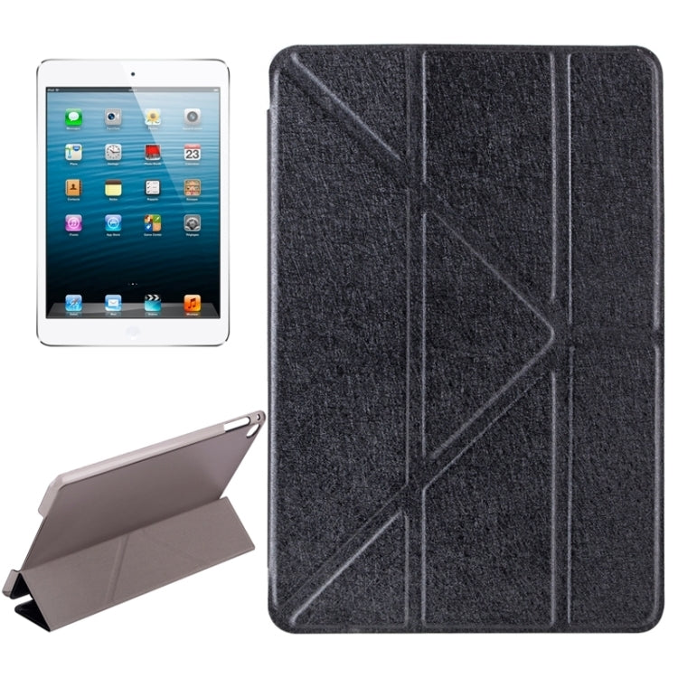 Custodia in pelle tinta unita con chiusura orizzontale con texture in seta stile Transformers con supporto per iPad Mini 2019