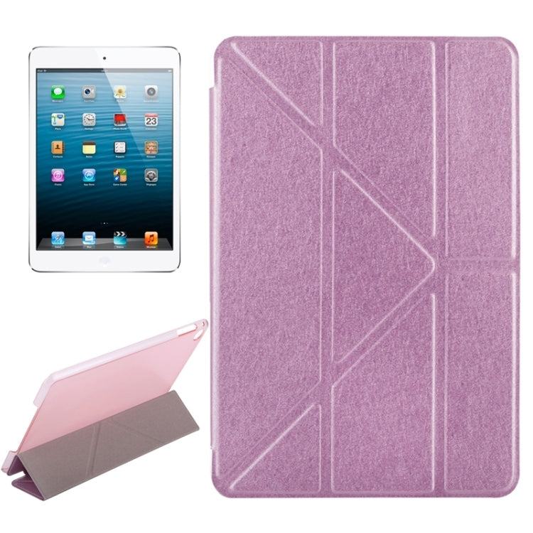 Custodia in pelle tinta unita con chiusura orizzontale con texture in seta stile Transformers con supporto per iPad Mini 2019