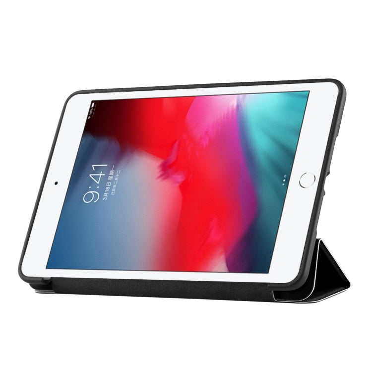 Custodia inferiore in plastica PU Custodia pieghevole in pelle pieghevole sinistra e destra con staffa tripla e Smart Sleep per iPad mini 2019