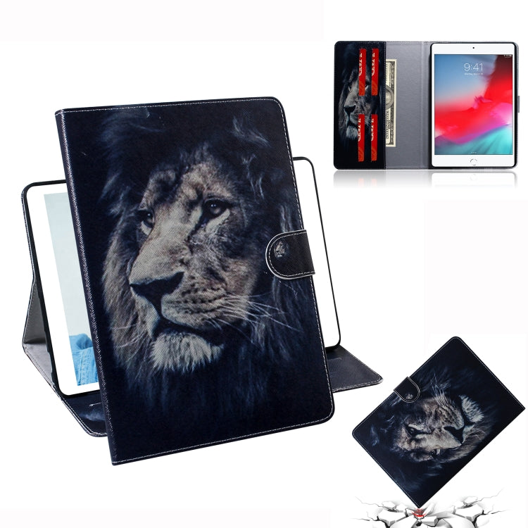 Custodia in pelle con chiusura orizzontale con motivo leone per iPad Mini (2019) / 4/3/2/1, con supporto, slot per carte e portafoglio, For iPad Mini (2019) / 4 / 3 / 2 / 1