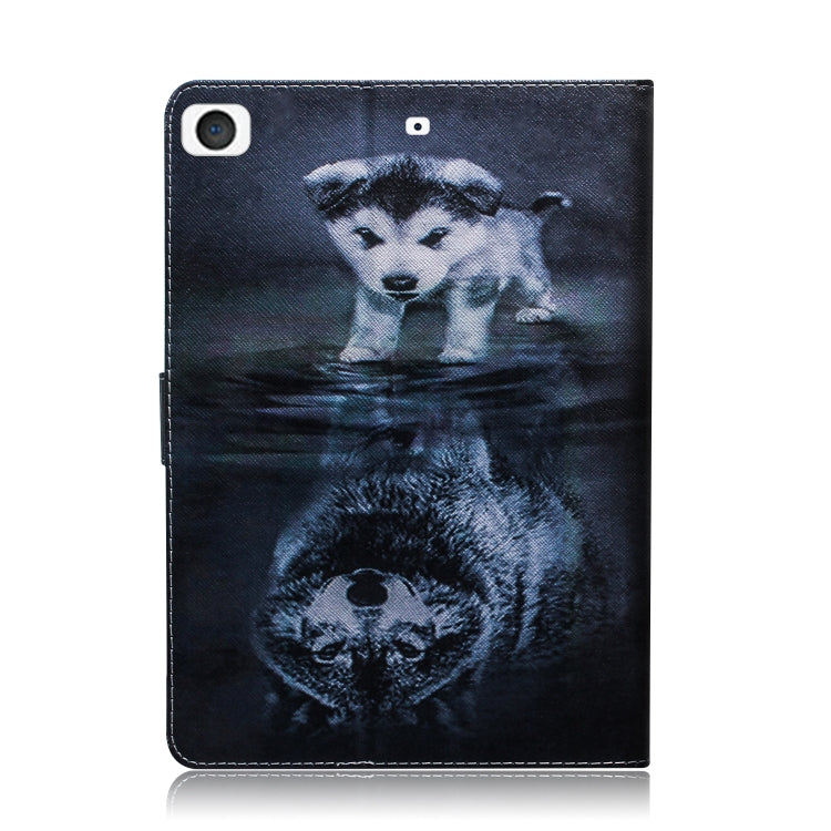 Custodia in pelle con chiusura orizzontale con motivo lupo e cane per iPad Mini (2019) / 4/3/2/1, con supporto, slot per carte e portafoglio, For iPad Mini (2019) / 4 / 3 / 2 / 1