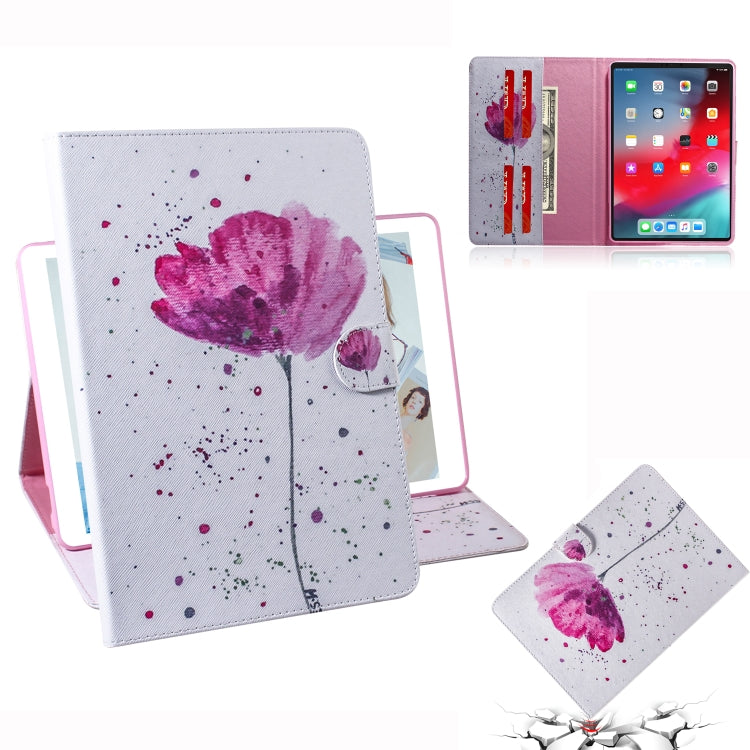 Custodia in pelle con chiusura orizzontale con motivo orchidee viola per iPad Pro 11 pollici (2018), con supporto, slot per carte e portafoglio, For iPad Pro 11 inch (2018)