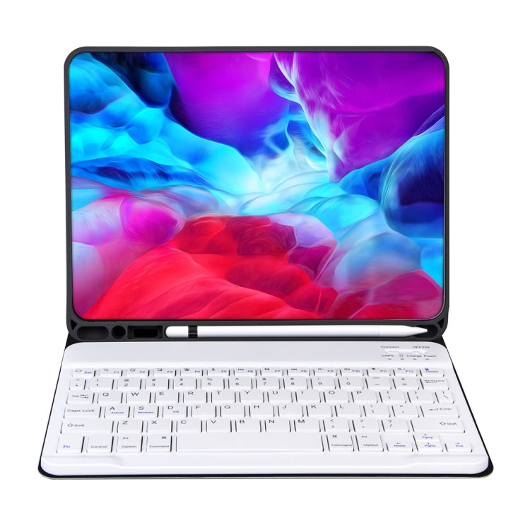 X-11BS Custodia tablet staccabile con tastiera Bluetooth in pelle tinta unita per iPad Pro 11 pollici 2020/2018, con slot per penna e retroilluminazione, White Keyboard