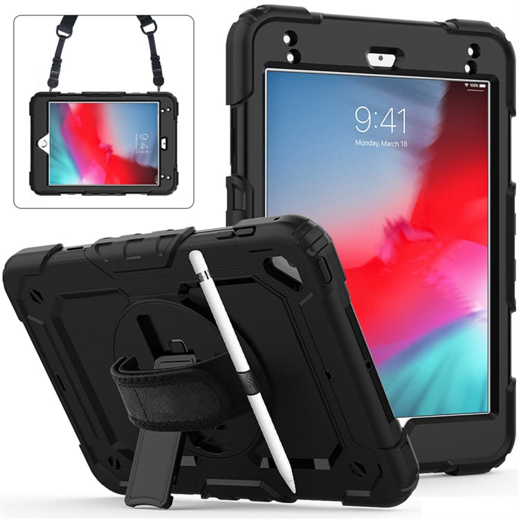 Gel di silice colorato antiurto + custodia protettiva per PC per iPad Mini 2019 / Mini 4, con supporto, tracolla, cinturino da polso e slot per penna, For iPad Mini 2019 / Mini 4