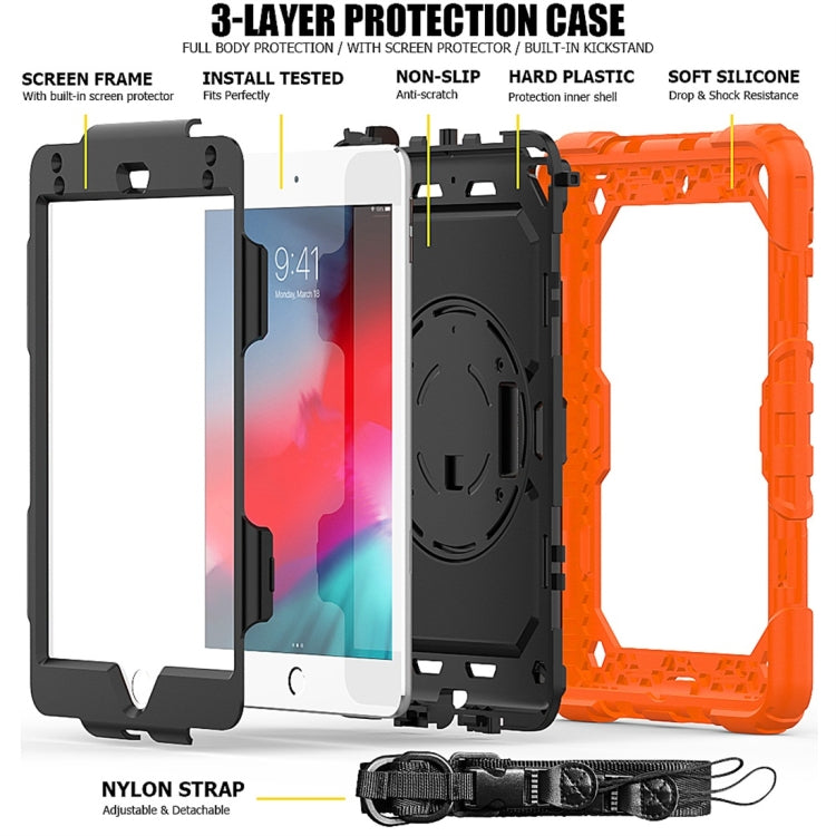 Gel di silice colorato antiurto + custodia protettiva per PC per iPad Mini 2019 / Mini 4, con supporto, tracolla, cinturino da polso e slot per penna, For iPad Mini 2019 / Mini 4