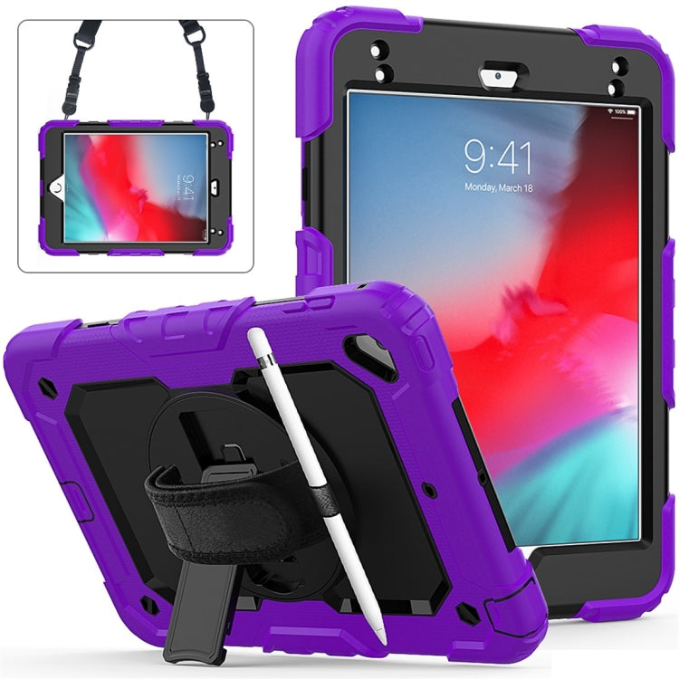 Gel di silice colorato antiurto + custodia protettiva per PC per iPad Mini 2019 / Mini 4, con supporto, tracolla, cinturino da polso e slot per penna, For iPad Mini 2019 / Mini 4