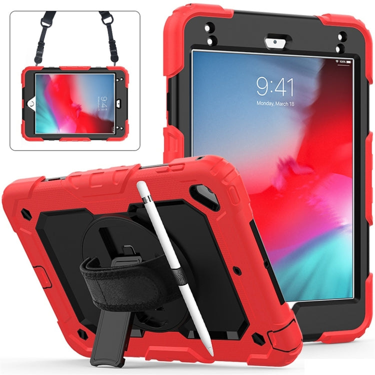 Gel di silice colorato antiurto + custodia protettiva per PC per iPad Mini 2019 / Mini 4, con supporto, tracolla, cinturino da polso e slot per penna, For iPad Mini 2019 / Mini 4