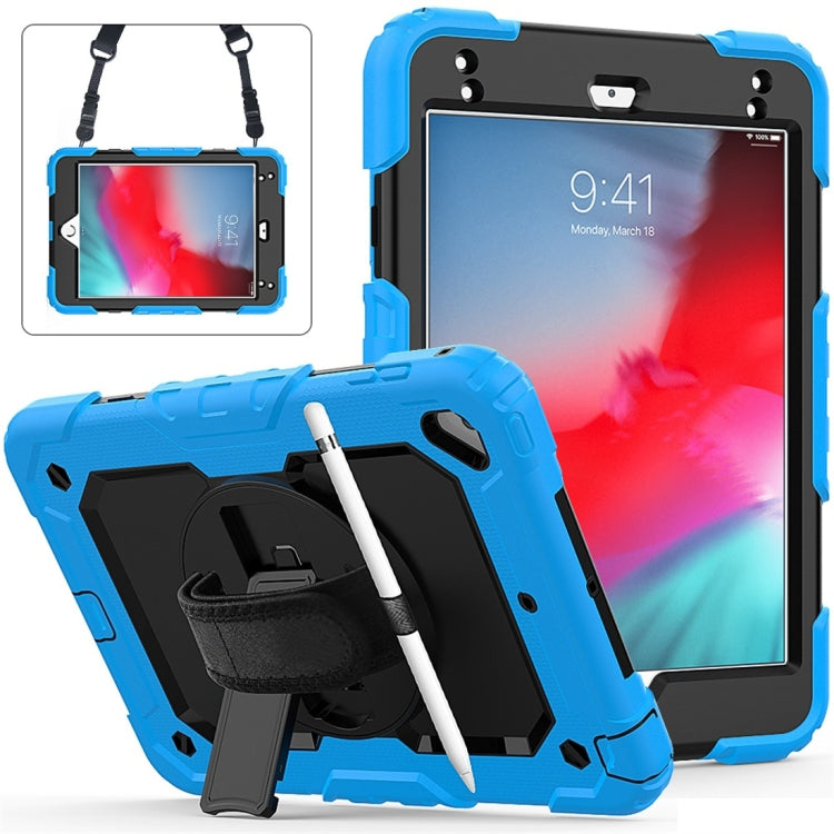 Gel di silice colorato antiurto + custodia protettiva per PC per iPad Mini 2019 / Mini 4, con supporto, tracolla, cinturino da polso e slot per penna, For iPad Mini 2019 / Mini 4