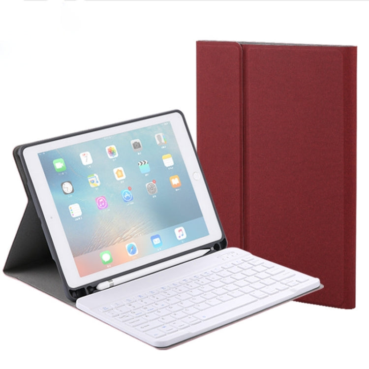 RK508 Per iPad Air 2 e Air 1 / Pro 9,7 pollici e iPad 2017 e iPad 2018 Custodia per tablet in pelle con texture in seta staccabile in plastica, tastiera Bluetooth, con supporto e funzione slot per penna