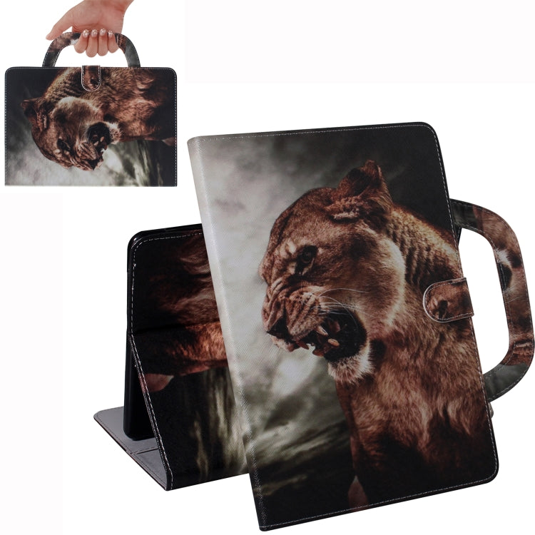 Custodia in pelle con chiusura orizzontale con motivo leone per iPad Mini (2019) / Mini 1/2/3/4, con supporto, slot per carte e portafoglio, For iPad Mini(2019) / Mini 1 / 2 / 3 / 4