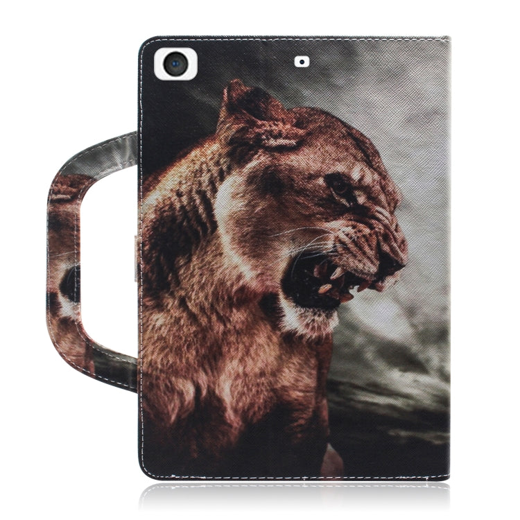 Custodia in pelle con chiusura orizzontale con motivo leone per iPad Mini (2019) / Mini 1/2/3/4, con supporto, slot per carte e portafoglio, For iPad Mini(2019) / Mini 1 / 2 / 3 / 4