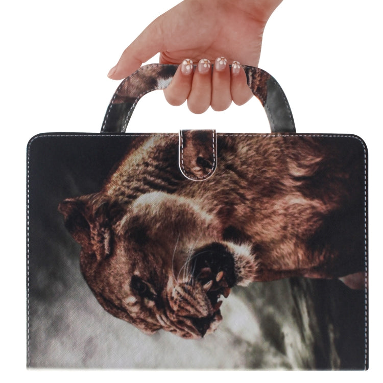 Custodia in pelle con chiusura orizzontale con motivo leone per iPad Mini (2019) / Mini 1/2/3/4, con supporto, slot per carte e portafoglio, For iPad Mini(2019) / Mini 1 / 2 / 3 / 4