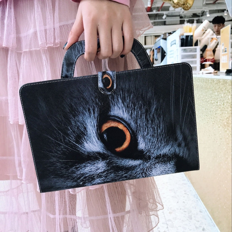 Custodia in pelle con chiusura orizzontale con motivo gatto a mezza faccia per iPad Mini (2019) / Mini 1/2/3/4, con supporto, slot per carte e portafoglio, For iPad Mini(2019) / Mini 1 / 2 / 3 / 4