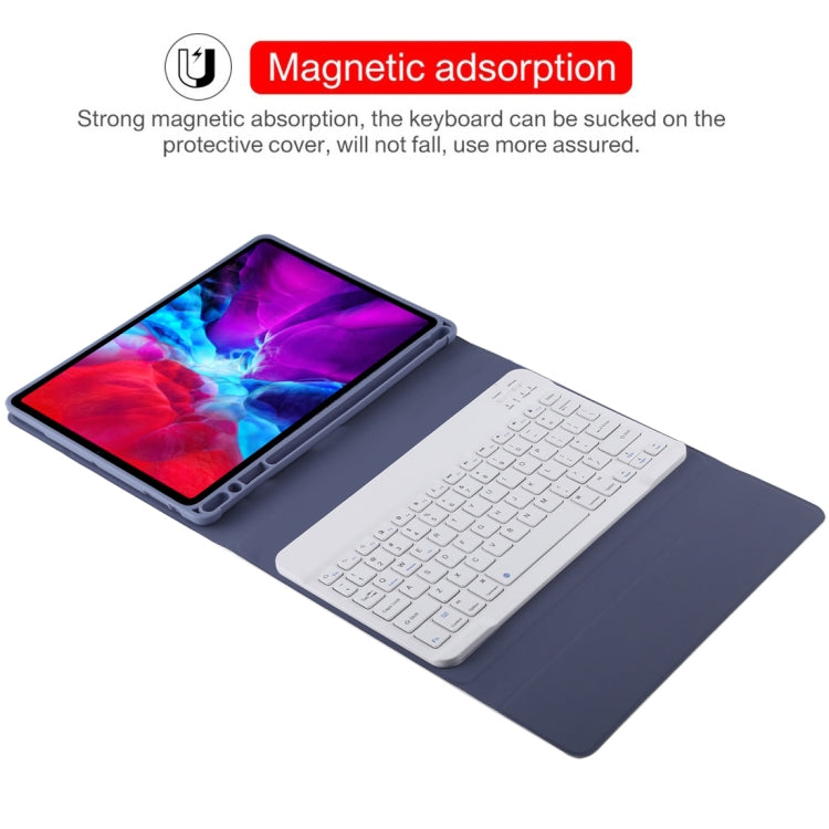 TG11B Tastiera Bluetooth bianca staccabile + Custodia tablet in pelle microfibra per iPad Pro 11 pollici (2020), con slot per penna e supporto, White Keyboard