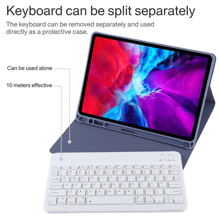 TG11B Tastiera Bluetooth bianca staccabile + Custodia tablet in pelle microfibra per iPad Pro 11 pollici (2020), con slot per penna e supporto, White Keyboard