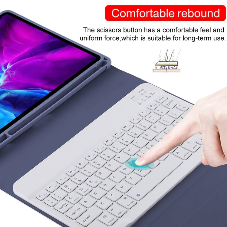 TG11B Tastiera Bluetooth bianca staccabile + Custodia tablet in pelle microfibra per iPad Pro 11 pollici (2020), con slot per penna e supporto, White Keyboard