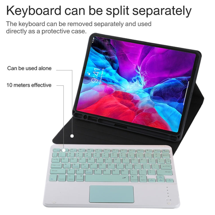 TG11BC Custodia tablet staccabile in pelle microfibra Bluetooth con tastiera verde per iPad Pro 11 pollici (2020), con touchpad, slot per penna e supporto, Green Keyboard