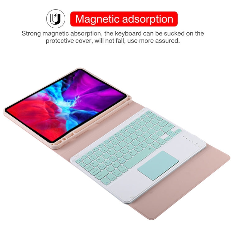 TG11BC Custodia tablet staccabile in pelle microfibra Bluetooth con tastiera verde per iPad Pro 11 pollici (2020), con touchpad, slot per penna e supporto, Green Keyboard