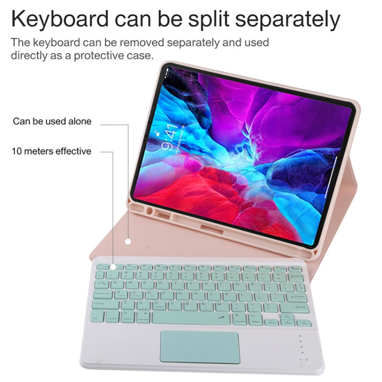 TG11BC Custodia tablet staccabile in pelle microfibra Bluetooth con tastiera verde per iPad Pro 11 pollici (2020), con touchpad, slot per penna e supporto, Green Keyboard