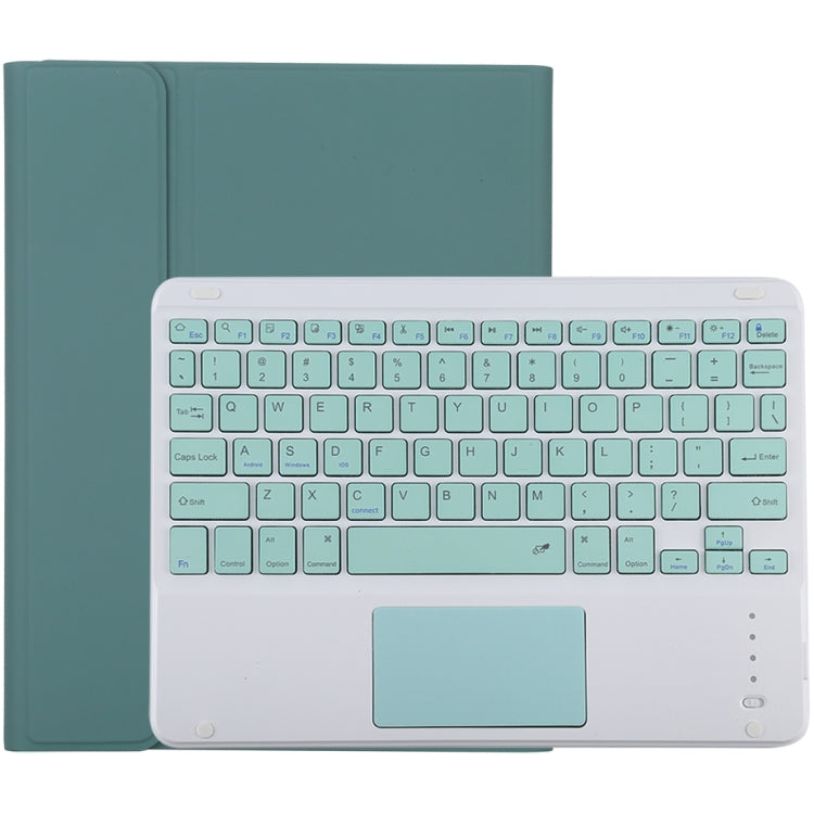 TG-102BC Tastiera verde Bluetooth staccabile + Custodia tablet in pelle microfibra per iPad 10,2 pollici / iPad Air (2019), con touch pad, slot per penna e supporto, Green Keyboard