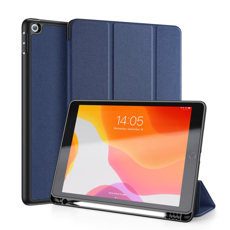 Per iPad 10.2 DUX DUCIS Domo Series Custodia in pelle PU magnetica a vibrazione orizzontale con supporto triplo pieghevole e slot per penna e funzione di sospensione/sveglia, For iPad 10.2