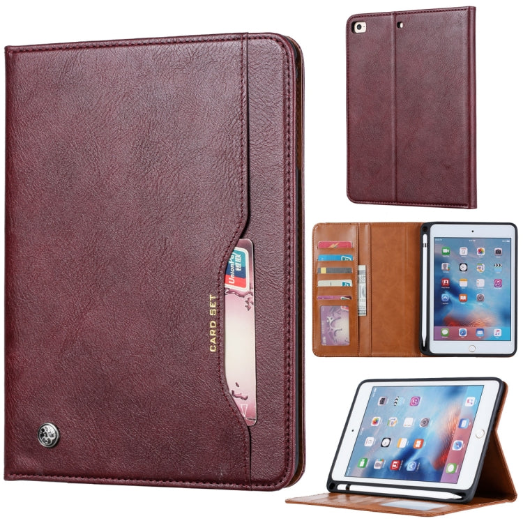 Custodia in pelle Flip orizzontale con texture Knead Skin per iPad Mini 2019, con cornice per foto, supporto, slot per carte, portafoglio e slot per penna, For iPad Mini 2019