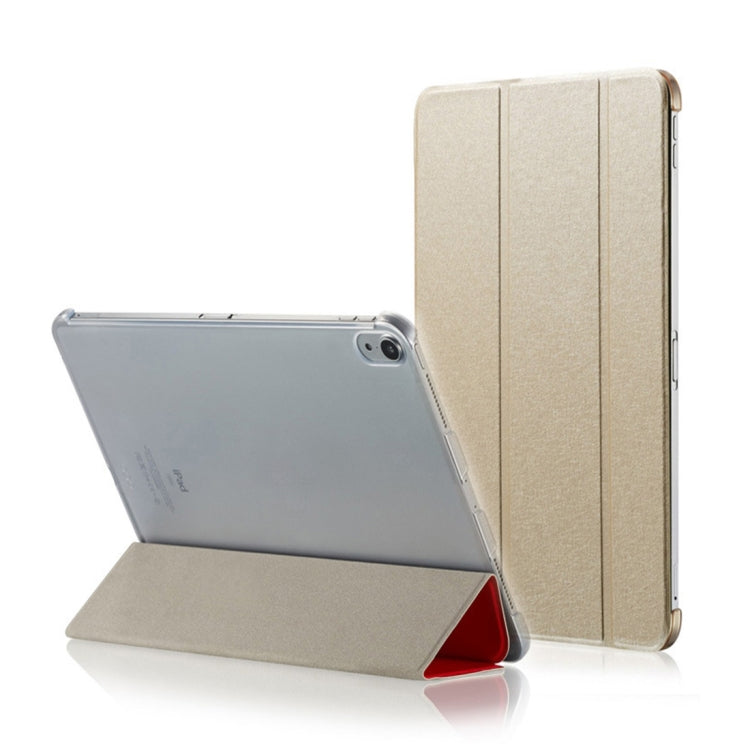 Custodia in pelle PU magnetica a vibrazione orizzontale con texture seta per iPad Pro da 12,9 pollici (2018), con supporto triplo pieghevole e funzione di sospensione/sveglia, For iPad Air 13 2024 / iPad Pro 12.9 inch (2018)