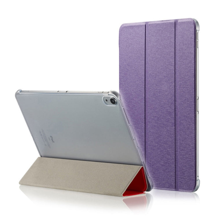 Custodia in pelle PU magnetica a vibrazione orizzontale con texture seta per iPad Pro da 12,9 pollici (2018), con supporto triplo pieghevole e funzione di sospensione/sveglia, For iPad Air 13 2024 / iPad Pro 12.9 inch (2018)