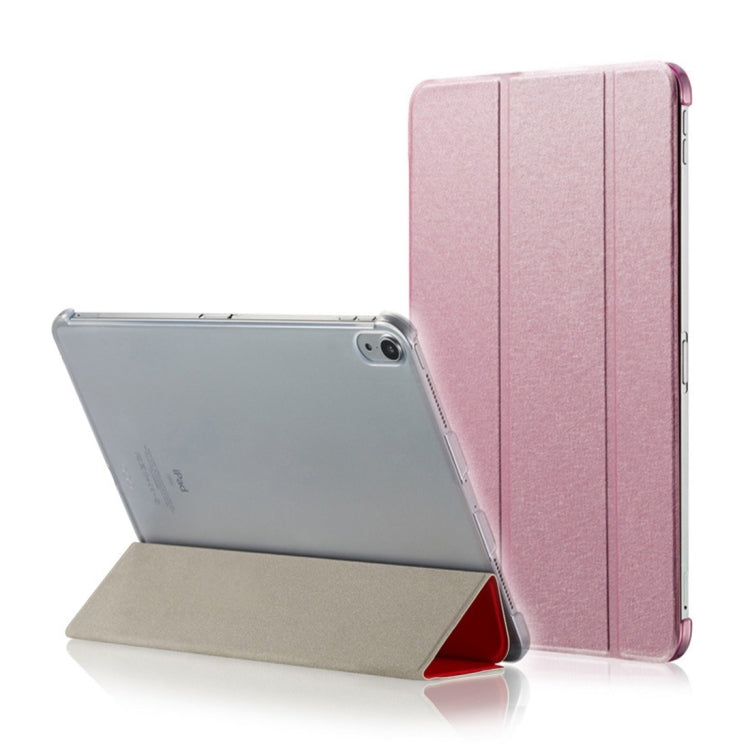 Custodia in pelle PU magnetica a vibrazione orizzontale con texture seta per iPad Pro da 12,9 pollici (2018), con supporto triplo pieghevole e funzione di sospensione/sveglia, For iPad Air 13 2024 / iPad Pro 12.9 inch (2018)