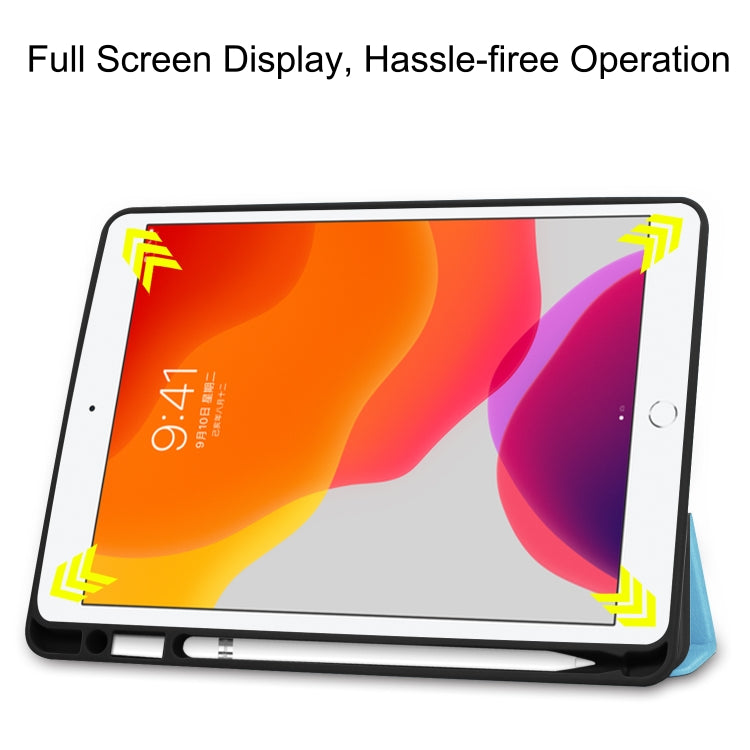 Per iPad 10.2 2021/2020/2019 Custer Texture Custodia in pelle Smart TPU con vibrazione orizzontale con funzione di sonno/sveglia e supporto triplo pieghevole e slot per penna, For iPad 10.2