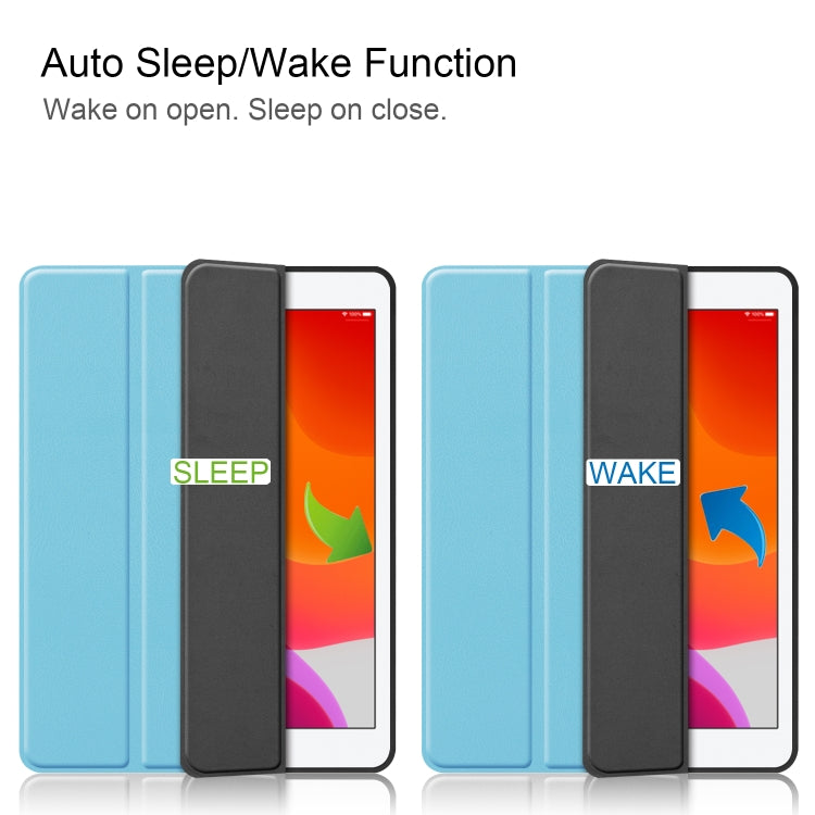 Per iPad 10.2 2021/2020/2019 Custer Texture Custodia in pelle Smart TPU con vibrazione orizzontale con funzione di sonno/sveglia e supporto triplo pieghevole e slot per penna, For iPad 10.2