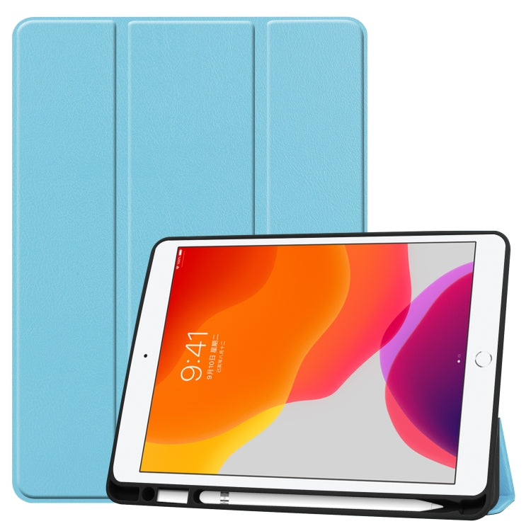 Per iPad 10.2 2021/2020/2019 Custer Texture Custodia in pelle Smart TPU con vibrazione orizzontale con funzione di sonno/sveglia e supporto triplo pieghevole e slot per penna, For iPad 10.2