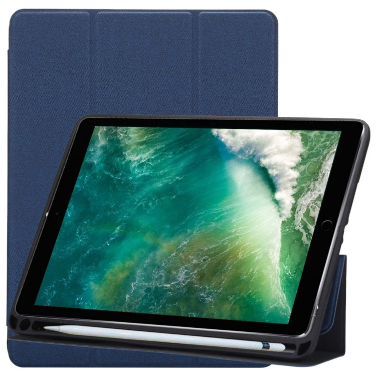 Custodia in pelle con chiusura orizzontale con motivo a trama in tessuto per iPad Pro da 10,5 pollici, con supporto triplo pieghevole e slot per penna, For  iPad Pro 10.5, For iPad Pro 10.5