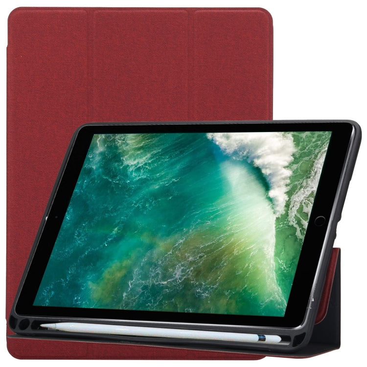 Custodia in pelle con chiusura orizzontale con motivo a trama in tessuto per iPad Pro da 10,5 pollici, con supporto triplo pieghevole e slot per penna, For  iPad Pro 10.5, For iPad Pro 10.5