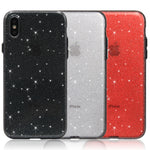 Custodia rigida protettiva glitterata per iPhone X e XS