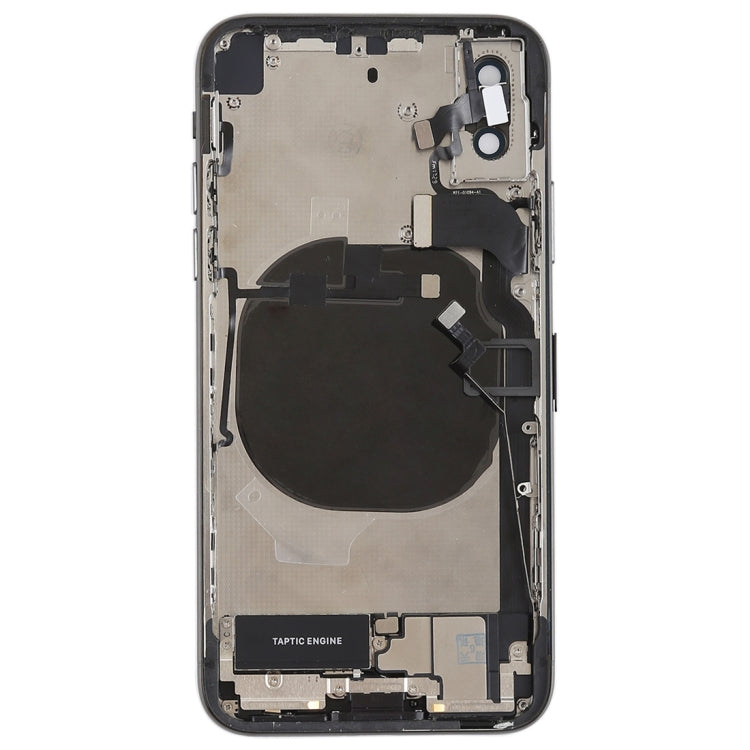 Gruppo cover posteriore batteria con tasti laterali, vibrazione, altoparlante, suoneria, cicalino, pulsante di accensione, cavo flessibile per pulsante volume, vassoio scheda e adesivo batteria per iPhone X, For iPhone X