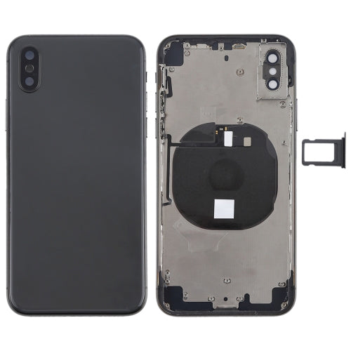 Battery Back Cover Assembly with Side Buttons, Wireless Charging Module, Volume Button Flex Cable and Card Tray for iPhone X, For iPhone X (Charging Module), For iPhone X (Full Assembly)