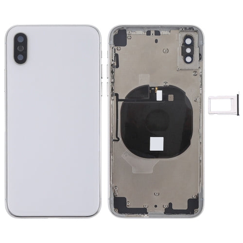 Battery Back Cover Assembly with Side Buttons, Wireless Charging Module, Volume Button Flex Cable and Card Tray for iPhone X, For iPhone X (Charging Module), For iPhone X (Full Assembly)