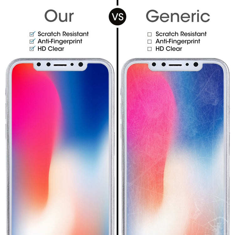 Per iPhone X 9H Durezza superficiale 2.5D Proteggi schermo anteriore + posteriore in vetro temperato trasparente