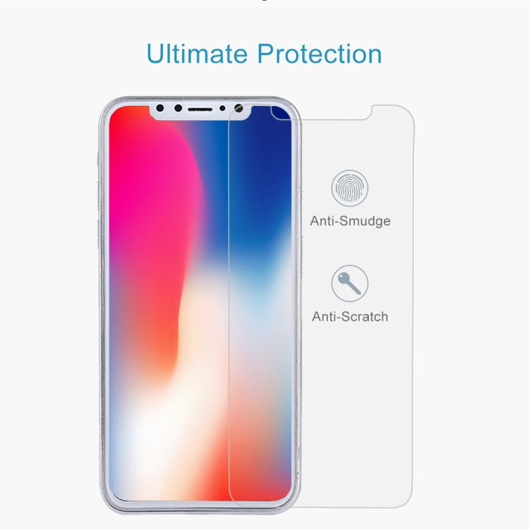 Per iPhone X 9H Durezza superficiale 2.5D Proteggi schermo anteriore + posteriore in vetro temperato trasparente