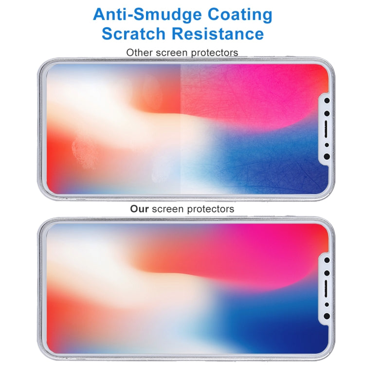 Per iPhone X 9H Durezza superficiale 2.5D Proteggi schermo anteriore + posteriore in vetro temperato trasparente