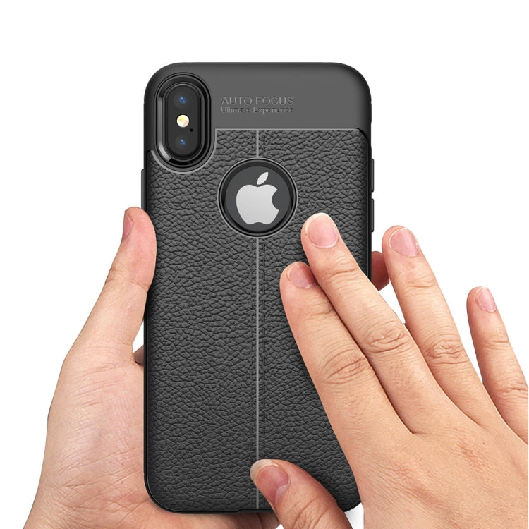 Custodia TPU per iPhone X e XS con Texture Litchi